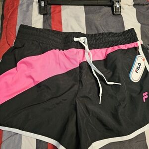 Fila Women's Athletic Shorts in Black and Pink